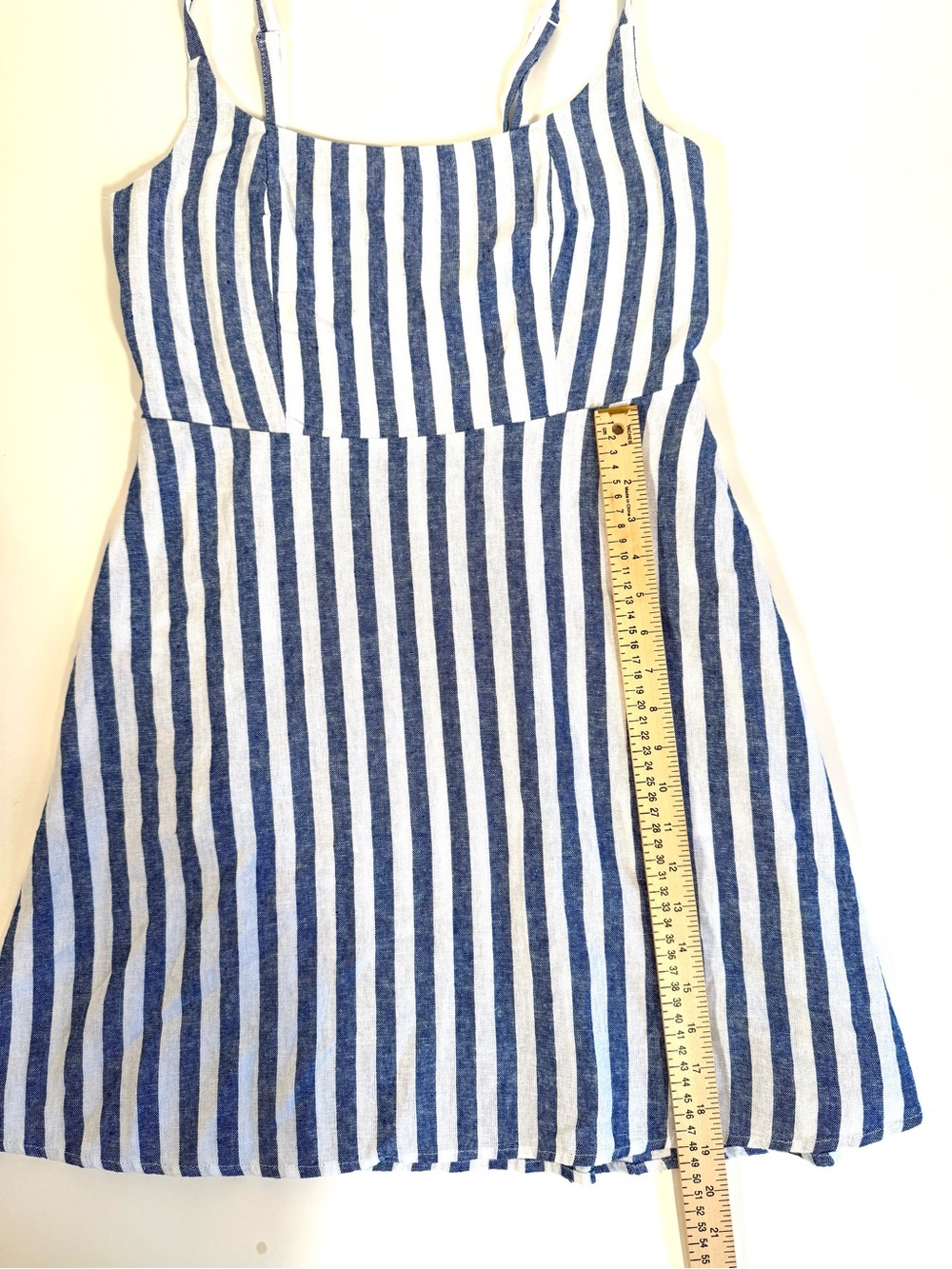 Old Navy Blue Striped Linen Blend Fit & Flare Cami Mini Dress with Pockets M EUC - Picture 15 of 16